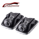 SPEEDWOW 5/6 Speed Gear Shift Knob Lever Shifter Gaitor Boot PU Leather For Volkswagen VW 2003-2008 Golf 4 IV MK4 GTI R32 Jetta