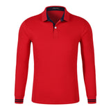 Fall Breathable Cotton Slim Polo Shirt Men Long Sleeve Fashion Collar Fitness Solid Male Golf Solid Color Workwear Customization