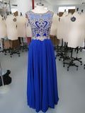 New Arrival Cheap Long Prom Dresses Chiffon Sheer Neck Illusion Back Evening Party Gown Beading Bodice Formal Women Dress OL475