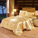100% Satin Silk Bedding Set for Queen or King size Bed with Quilt Duvet Cover
