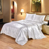 100% Satin Silk Bedding Set for Queen or King size Bed with Quilt Duvet Cover
