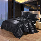 100% Satin Silk Bedding Set for Queen or King size Bed with Quilt Duvet Cover