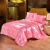 100% Satin Silk Bedding Set for Queen or King size Bed with Quilt Duvet Cover