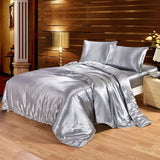 100% Satin Silk Bedding Set for Queen or King size Bed with Quilt Duvet Cover