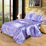 100% Satin Silk Bedding Set for Queen or King size Bed with Quilt Duvet Cover