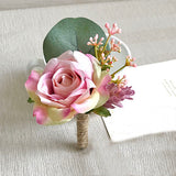 YO CHO White Silk Rose Wrist Corsage for Guests