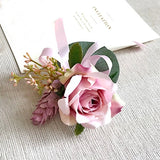 YO CHO White Silk Rose Wrist Corsage for Guests