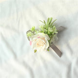 YO CHO White Silk Rose Wrist Corsage for Guests