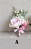 YO CHO White Silk Rose Wrist Corsage for Guests