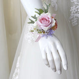 YO CHO White Silk Rose Wrist Corsage for Guests