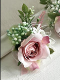 YO CHO White Silk Rose Wrist Corsage for Guests