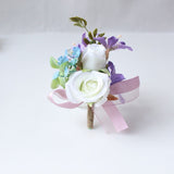 YO CHO White Silk Rose Wrist Corsage for Guests