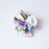 YO CHO White Silk Rose Wrist Corsage for Guests
