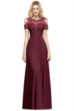 Hollow Out Short Sleeve Long Mother Of the Bride Evening Dresses
