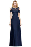 Hollow Out Short Sleeve Long Mother Of the Bride Evening Dresses