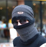 Hot Selling 2pcs Ski Cap and Scarf Cold Warm Leather Winter Hat for Women Men Knitted Hat Bonnet Warm Cap Skullies Beanies