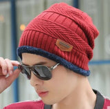 Hot Selling 2pcs Ski Cap and Scarf Cold Warm Leather Winter Hat for Women Men Knitted Hat Bonnet Warm Cap Skullies Beanies