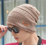 Hot Selling 2pcs Ski Cap and Scarf Cold Warm Leather Winter Hat for Women Men Knitted Hat Bonnet Warm Cap Skullies Beanies