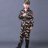 3PCs New Halloween Fancy Kids Army Soldier Cosplay Costumes Military Uniform Boys Camouflage Combat Training Jackets 100-180cm