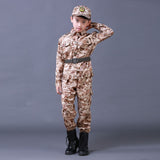 3PCs New Halloween Fancy Kids Army Soldier Cosplay Costumes Military Uniform Boys Camouflage Combat Training Jackets 100-180cm
