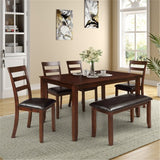 6pc Dining Set With 4 Ladder Chairs And Bench Espresso 4 Chairs And A Bench Beautifully Simple Dining Room Table Sets