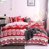 Classic Red Printed Merry Christmas Comforter Bedding Set Flat Sheet Pillowcase Set Linen Duvet Cover Christmas Home Decorations