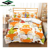 GOANG queen bedding set luxury home textiles 3d Digital printing cartoon fox bed sheet duvet cover pillow case 100% Microfiber