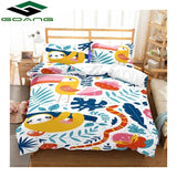 GOANG queen bedding set luxury home textiles 3d Digital printing cartoon fox bed sheet duvet cover pillow case 100% Microfiber