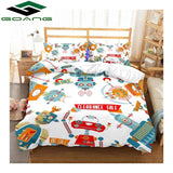 GOANG queen bedding set luxury home textiles 3d Digital printing cartoon fox bed sheet duvet cover pillow case 100% Microfiber