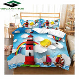 GOANG queen bedding set luxury home textiles 3d Digital printing cartoon fox bed sheet duvet cover pillow case 100% Microfiber