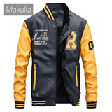 Maxulla PU Leather Jacket Mens Fashion Hip Hop Leather Coats Male Causal