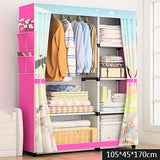 Modern Minimalist Cloth Wardrobe DIY Assembly Steel Pipe Reinforced Storage Cabinet Folding Cloth Cabinet Bedroom Furniture