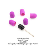 5Pcs/Set Sanding Caps Plactis Nail Art Sanding Bands Electric Manicure Pedicure File Drill Machine Accessories Nail Tools