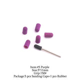 5Pcs/Set Sanding Caps Plactis Nail Art Sanding Bands Electric Manicure Pedicure File Drill Machine Accessories Nail Tools