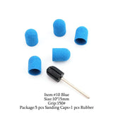5Pcs/Set Sanding Caps Plactis Nail Art Sanding Bands Electric Manicure Pedicure File Drill Machine Accessories Nail Tools