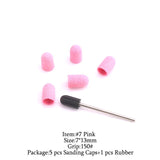 5Pcs/Set Sanding Caps Plactis Nail Art Sanding Bands Electric Manicure Pedicure File Drill Machine Accessories Nail Tools
