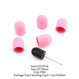 5Pcs/Set Sanding Caps Plactis Nail Art Sanding Bands Electric Manicure Pedicure File Drill Machine Accessories Nail Tools
