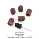 5Pcs/Set Sanding Caps Plactis Nail Art Sanding Bands Electric Manicure Pedicure File Drill Machine Accessories Nail Tools
