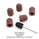 5Pcs/Set Sanding Caps Plactis Nail Art Sanding Bands Electric Manicure Pedicure File Drill Machine Accessories Nail Tools