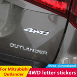 For Mitsubishi Outlander 2013 2015 2016 2017 2018 Exterior Modified special 3D 4WD letter stickers four-wheel drive logo sticker
