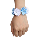6piece/lot White Red Hand Wrist Flower Satin Rose Bride Bridesmaid Wrist Corsage Bracelet Wedding Hands Prom Accessoirs SW0678-Z