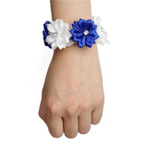 6piece/lot White Red Hand Wrist Flower Satin Rose Bride Bridesmaid Wrist Corsage Bracelet Wedding Hands Prom Accessoirs SW0678-Z