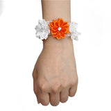 6piece/lot White Red Hand Wrist Flower Satin Rose Bride Bridesmaid Wrist Corsage Bracelet Wedding Hands Prom Accessoirs SW0678-Z