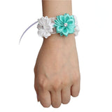 6piece/lot White Red Hand Wrist Flower Satin Rose Bride Bridesmaid Wrist Corsage Bracelet Wedding Hands Prom Accessoirs SW0678-Z