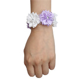 6piece/lot White Red Hand Wrist Flower Satin Rose Bride Bridesmaid Wrist Corsage Bracelet Wedding Hands Prom Accessoirs SW0678-Z