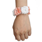 6piece/lot White Red Hand Wrist Flower Satin Rose Bride Bridesmaid Wrist Corsage Bracelet Wedding Hands Prom Accessoirs SW0678-Z
