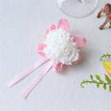 Wedding Wrist Corsage Bracelet Flowers Wedding Bracelet Bridesmaid Sisters Hand Flowers Ribbon Roses Artificial Wedding Planner