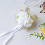 Wedding Wrist Corsage Bracelet Flowers Wedding Bracelet Bridesmaid Sisters Hand Flowers Ribbon Roses Artificial Wedding Planner