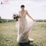 Meticulously Embroidery Wedding Dresses Dreamy Bohemian Bridal Gowns