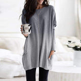 O-neck Long Sleeve Gradient Color Loose Casual Dress Women 2019 Spring Autumn Pocket Long Tops Plus Size 5xl Ladies Dresses